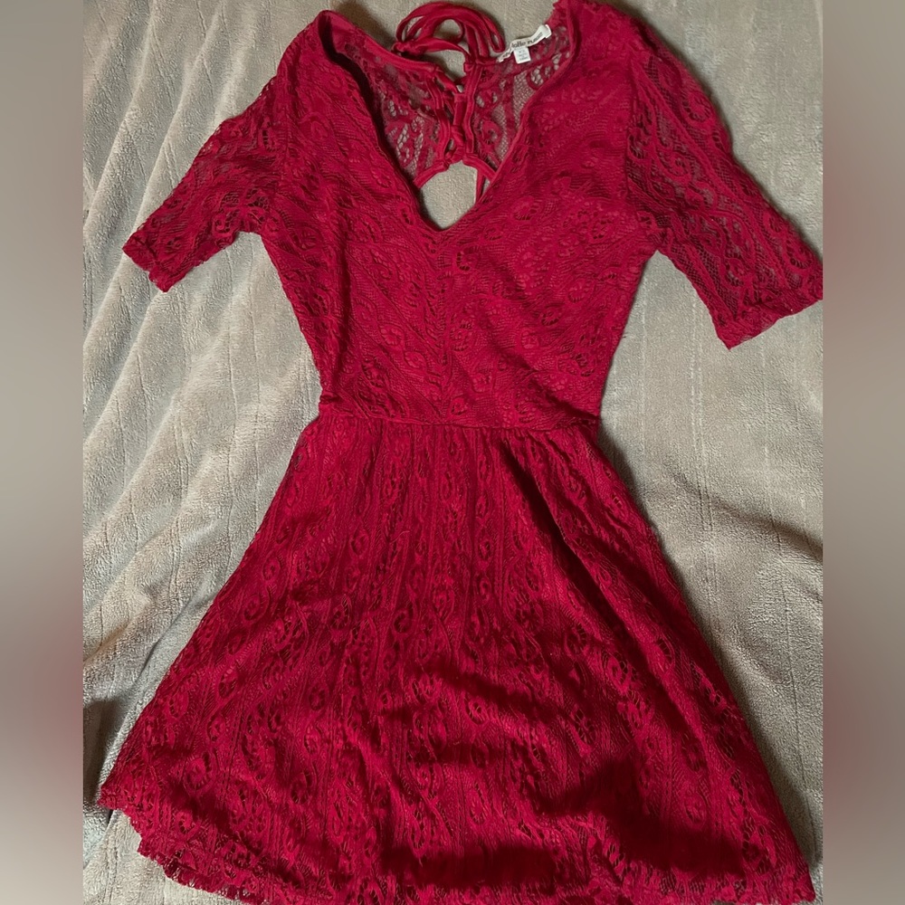 Charlotte Russe burgundy backless lace up dress